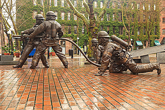 消防员,雕塑,公园,靠近,西雅图,美国