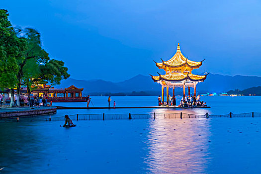 西湖,城市,夜景