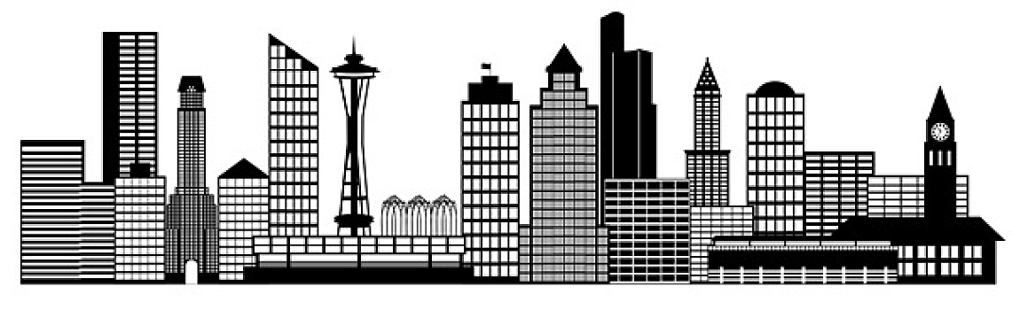 西雅图,城市天际线,全景,艺术