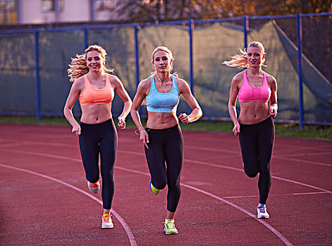 运动员,女人,群体,跑,竞技,赛道