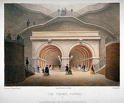 风景,入口,泰晤士河,隧道,伦敦,艺术家