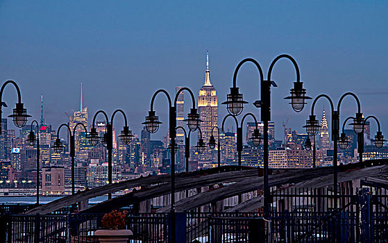 夜景,曼哈顿,天际线,帝国大厦,纽约,美国