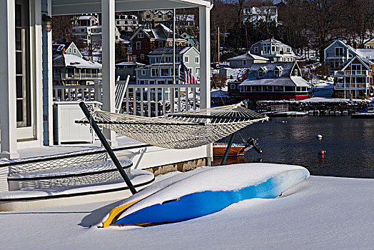 美国,新英格兰,马萨诸塞,皮划艇,冬天