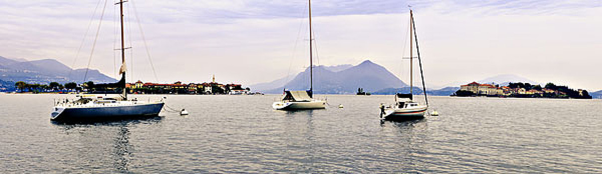 帆船,停泊,马焦雷湖,意大利