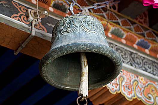 老,钟,悬挂,佛教,寺院,地区,不丹