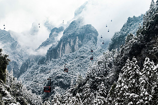 冰雪天天门山索道