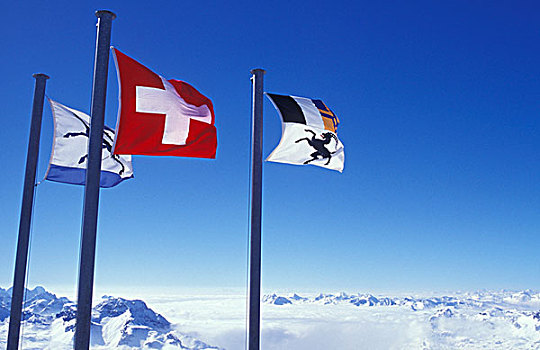 旗帜,格劳宾登州,瑞士,顶峰,靠近,恩加丁,欧洲