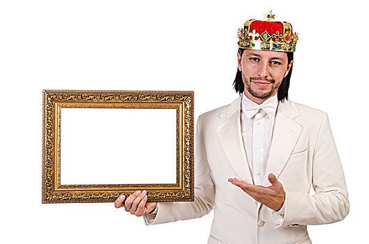 国王,画框,白色背景