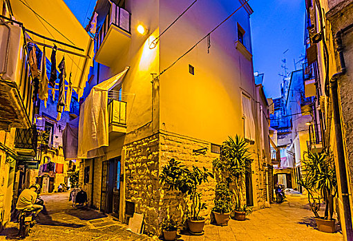 街景,夜晚,普利亚区,意大利