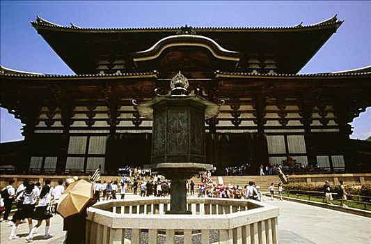 仰视,佛教寺庙,奈良,日本