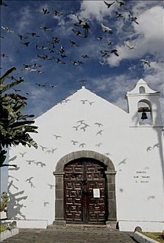 正面,圣太摩,小教堂,波多黎各,特内里费岛,西班牙,仰视