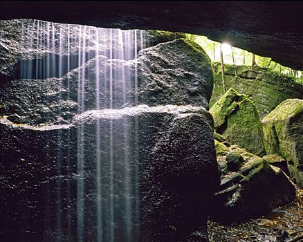 瀑布,洞穴,石台,州立公园,俄亥俄