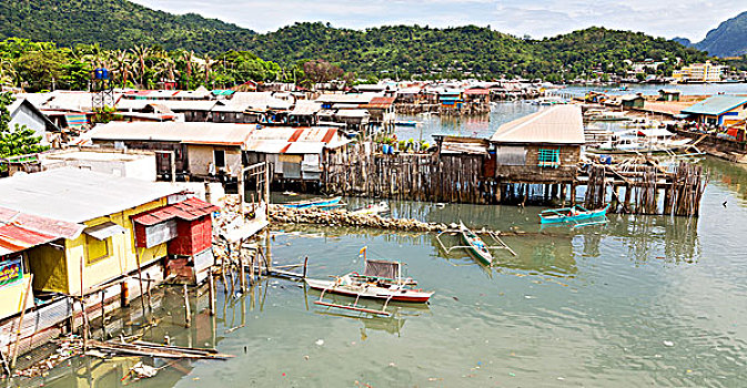 模糊,菲律宾,房子,贫民窟,穷,人,概念,贫穷