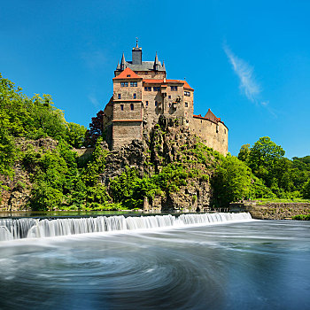 城堡,靠近,河,萨克森,德国,欧洲