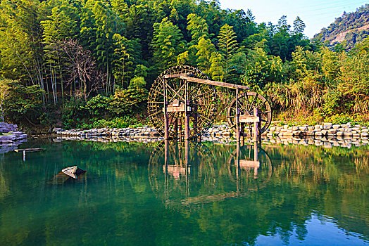 牌楼,水,山水,山泉,风车,水汀,步道