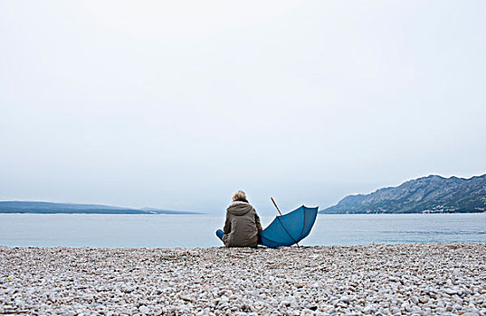 海滩,伞