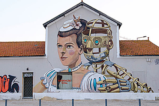葡萄牙,里斯本,街头艺术,涂鸦,水岸,使用,只有