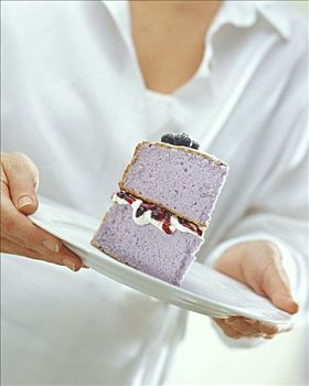 块,蓝莓,奶油蛋糕
