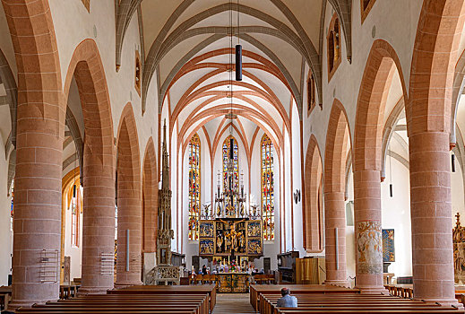 室内,教堂,中间,弗兰克尼亚,巴伐利亚,德国,欧洲