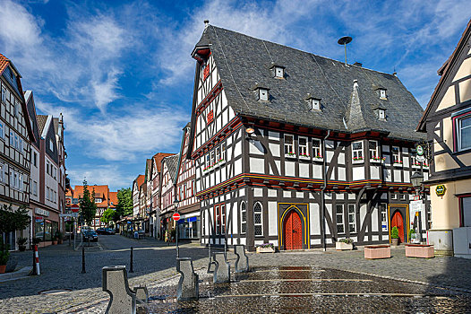 历史,市政厅,迟,哥特式,半木结构,建筑,黑森州,德国,欧洲