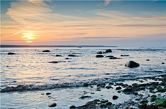 海岸,波罗的海,日落