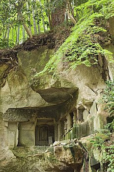 石头,雕刻,庙宇,松岛,日本
