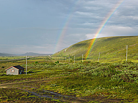 一对,彩虹,上方,拉普兰,风景,挪威