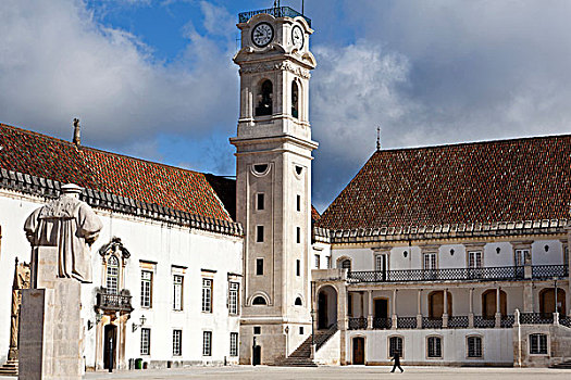 钟楼,院落,老,大学,可因布拉,贝拉,滨海,葡萄牙,第一
