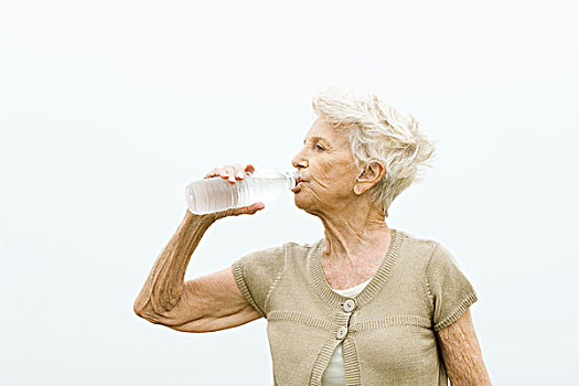 老年,女人,水瓶,寒冷,水