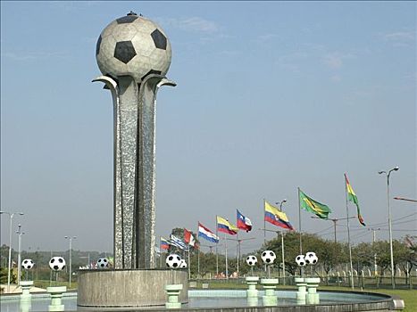 喷泉,正面,中心,南方,美式橄榄球,联系,亚松森,巴拉圭