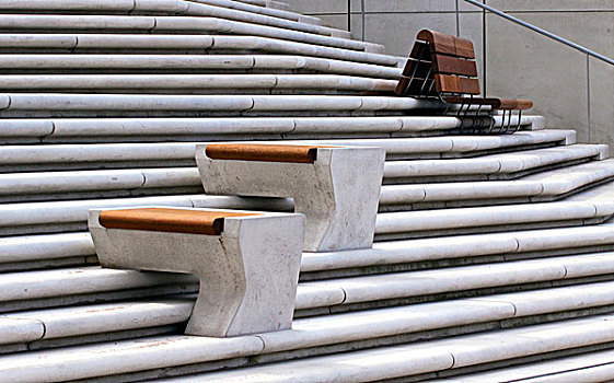 长木凳,水泥,台阶,汉堡市,德国,欧洲