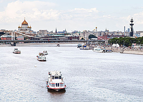 桥,旅游,船,莫斯科,河