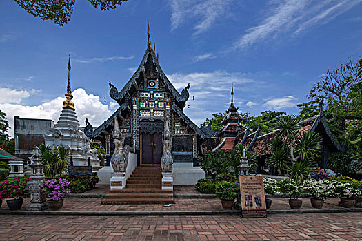 泰国清迈古城契迪龙寺,wat,chedi,luang,偏殿