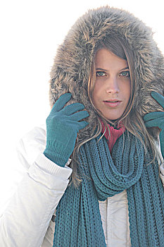 冬季时尚,女人,毛皮,帽子,柔光
