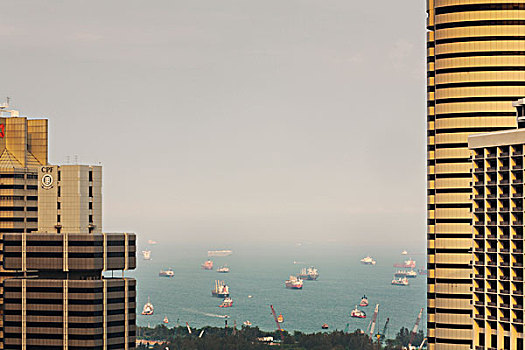 新加坡,天际线,风景,天空,花园,看,建筑,左边,塔,右边