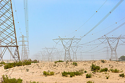 电线,荒芜,迪拜,阿联酋