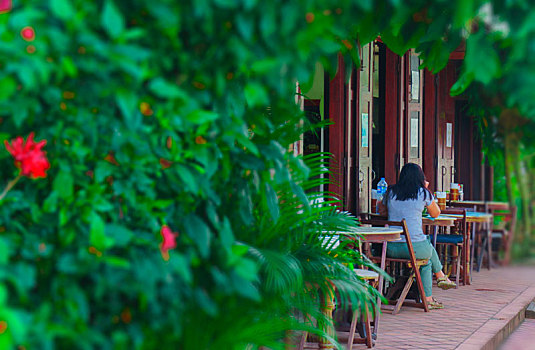 老挝,咖啡店,休闲时光