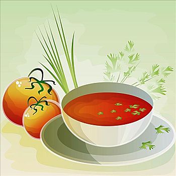 碗,西红柿汤,西红柿