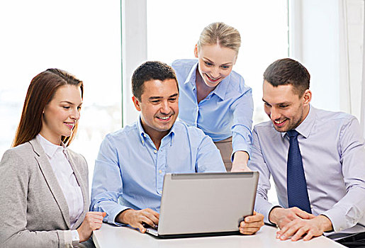 商务,团队,办公室,概念,微笑,企业团队,工作,笔记本电脑