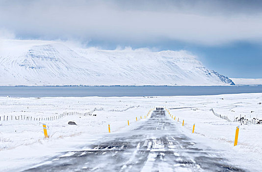 风景,冬天,乡间小路,峡湾,背景,冰岛,大幅,尺寸