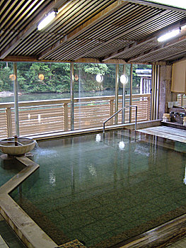 温泉,绿色,日本,室内,水疗,水池,光盘存储