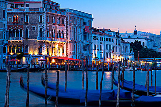 小船,停泊,运河,酒店,大运河,威尼斯,威尼托,意大利