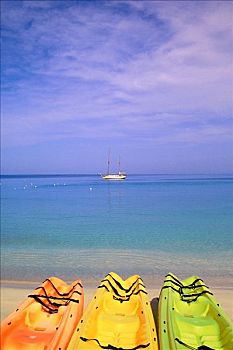 船,海滩,尼格瑞尔,牙买加