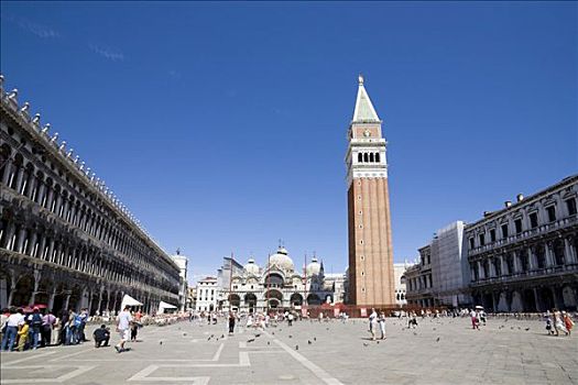 圣马可广场,广场,钟楼,威尼斯,威尼托,意大利,欧洲