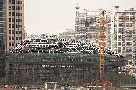 上海北外滩在建设中的现代建筑