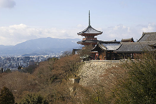 日本,京都,清水寺,冬天,塔,庙宇