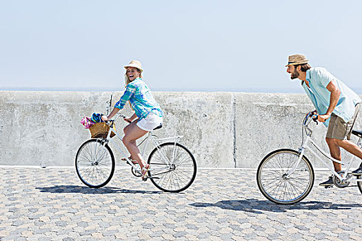 可爱,情侣,骑自行车