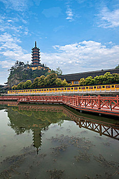 江苏镇江金山寺金山湖廊桥