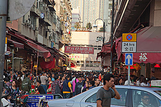 忙碌,湿,市场,长,新界,香港
