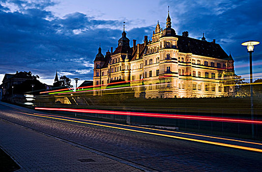 成排的客人,城堡,梅克伦堡前波莫瑞州,德国,欧洲
